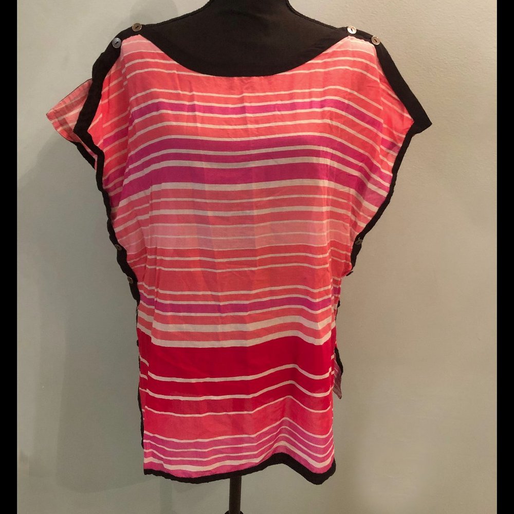 Loft Pink/Red/White Striped Beach Top